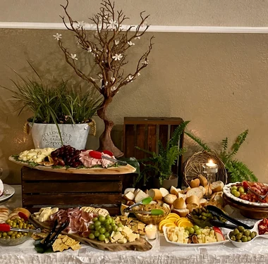 Banquet buffet spread with Italian dishes