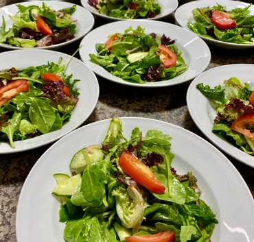 Catering salads ready for service