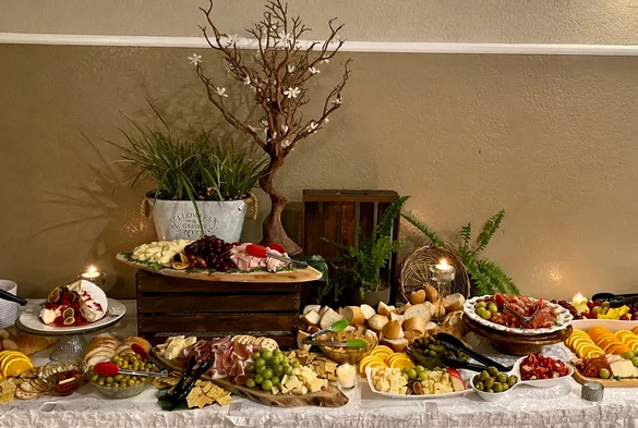 Banquet buffet displayed inside Spasso Ristorante